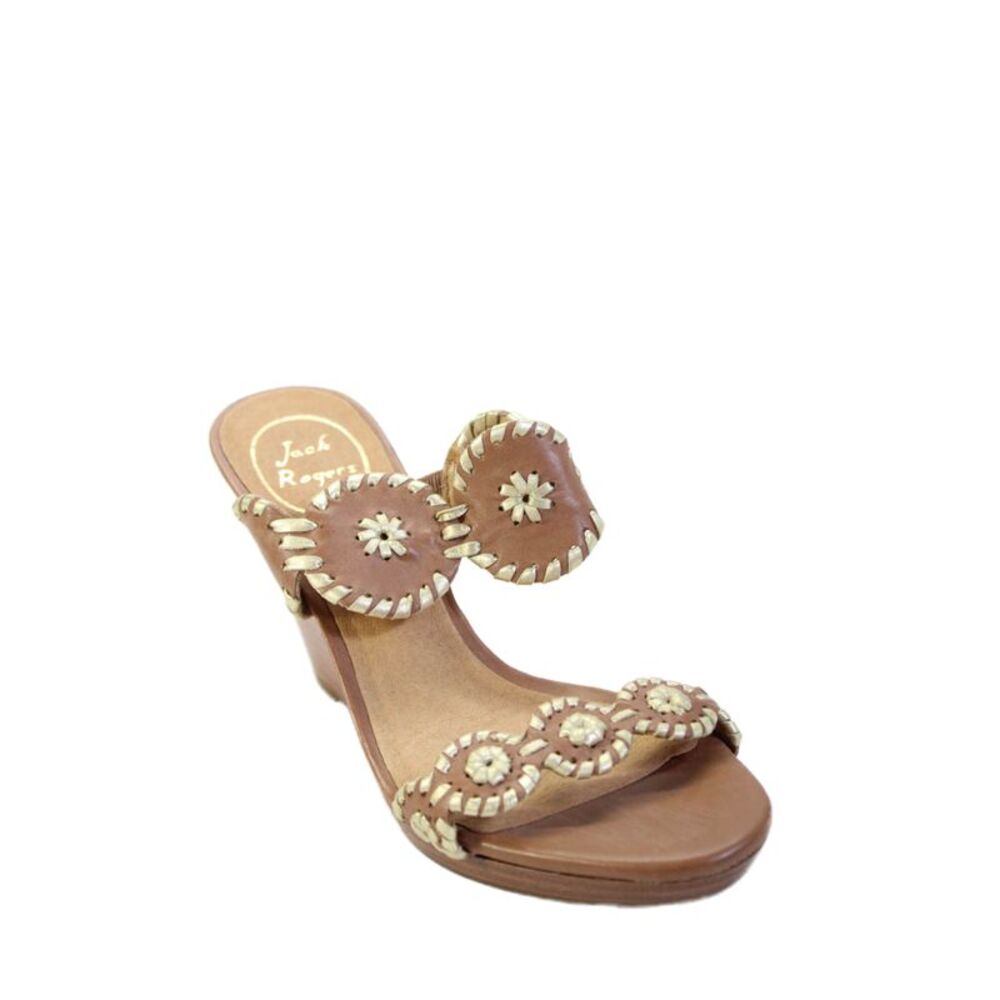 Jack Rogers Womens Open Toe Slip On Strap Heels Nude Size 7.5